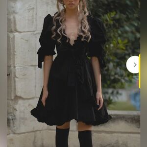 Selkie Black Puff Sleeve Dress The caviar Marie dress medium